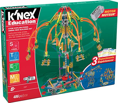 Kettenkarussell-Baukasten, K'NEX Bildung, Basic Fun, 77077, MINT-Lernset mit 486 Teilen, Technik für Kinder, Konstruktionsspielzeug für Jungen und Mädchen Ab 8 Jahren