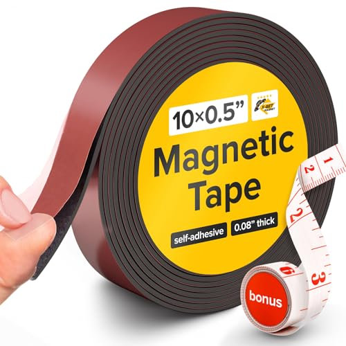 Nastro Magnetico Calamitato Flessibile – Banda Magnetica Da 1,27 cm X 304,8 cm Con Forte Adesivo - Rotolo Magnetico Da 3m Perfetto Per Progetti Artigianali E Fai Da Te - Magneti Anisotropi Adesivi