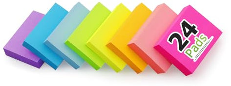 24 Pads Sticky Notes 1.5x2 inch Bright Colors Self-Stick Pads Total 1920 Sheets