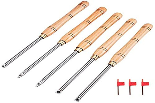 VEVOR Utensili per Tornitura in Legno per Metallo Duro di 5 Tipi, Utensili da Tornio in Legno per Metallo 5 Pezzi, Sgorbie per Legno, per Tagliare Scanalature a V, Fare Curve e Insenature