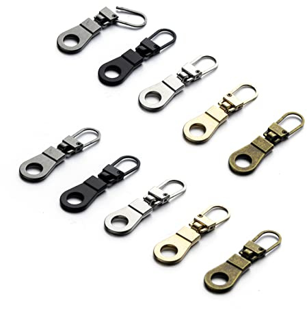 Mizeer 10 Pieces Zipper Pull Replacement for Small Holes Zipper, Detachable Zipper Tab Repair for Clothing Jackets Boots Purse