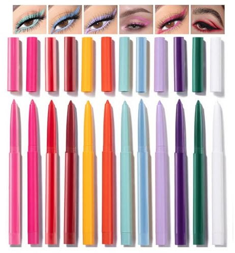 Holzsammlung Eyeliner Colorati, 12 Colori, Matita Gel Impermeabile, Anti-Sudore, Anti-Alone, Set Professionale per Makeup da Donne