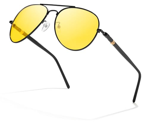 TJUTR Polarisierte Nachtsichtbrille für Autofahrer Retro Antiblendung Nachtfahrbrille Metallrahmen mit UV 400 Schutz