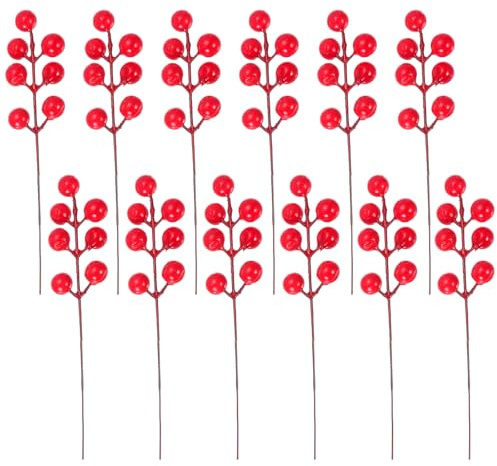 PATIKIL Rami Artificiali di Bacche Rosse, 12pz Rametti di Bacche di Agrifoglio Finte di Colore Borgogna per Ghirlande Natalizie, Decorazioni per Matrimoni, Feste e Casa, Stile 2