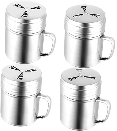ABOOFAN 4 Stück Gewürzglas Stylische Pfefferstreuer Mehlbehälter Automatische Kaffeemühle Vorratsdose Für Küchengewürze Gewürzorganisator Rostfreier Stahl Gewürz Flasche Tragbar Reisen