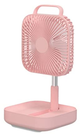 ANAIUCY Telescopic folding fan multi-function electric fan mute shaking head usb charging floor fan home desktop portable portable small fan Mini Fan (Color : Pink)