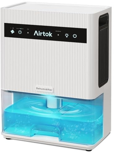 Airtok Deumidificatore 3000ML, Deumidificatore Casa, Deumidificatore Ultra Silenzioso con 7 colori Luce, Timer, Auto Spegnimento, Sbrinamento Automatico, per Garage, Cantina, Bagno