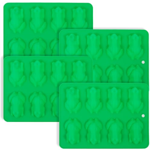 Fyeme Lot de 4 moules à chocolat en silicone en forme de grenouille à libération facile (4, vert)