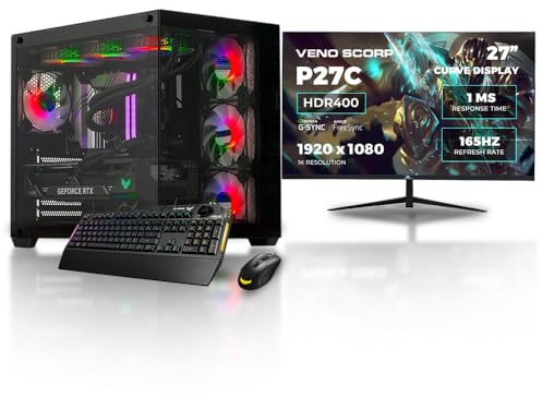 Veno Scorp PC 27 Gaming Bundle - Intel Core i9 12th Gen Nvidia Geforce RTX 5080 16GB GDDR7 Graphics Card - Corsair 32GB 6000Mhz DDR5 Ram - 2TB NVMe - 850W Gold PSU - Wi - Fi - Nemesis 7 ARGB Black