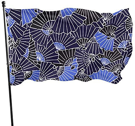 Abanico Plegable Azul Decorativas Bandera Jardín Doble Costura Bandera Pirata Para Jardín Callejeras Desfiles 90X150Cm