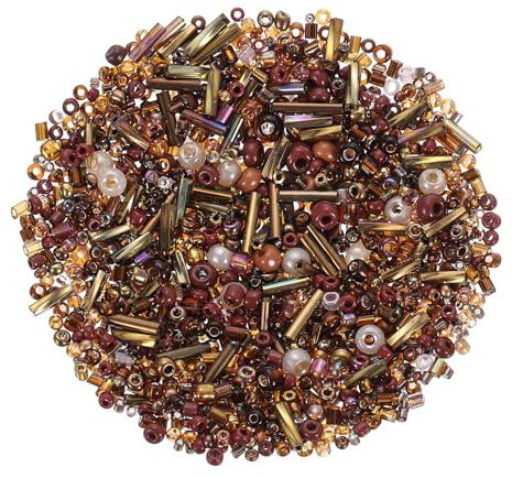 QUARKZMAN 1 000 st blandade glaspärlor, 1–4 mm, knoppformade, lösa miniavståndspärlor för gör-det-själv örhängen, halsband, armband, smyckestillverkning, kaffe