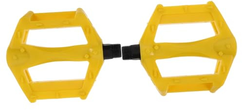 YARNOW Pedali per Bicicletta Ragazzo Ragazza in Plastica e Ferro Asse Centrale, Antiscivolo e Facile da Installare, per Bici da Strada e Tricicli Gialli