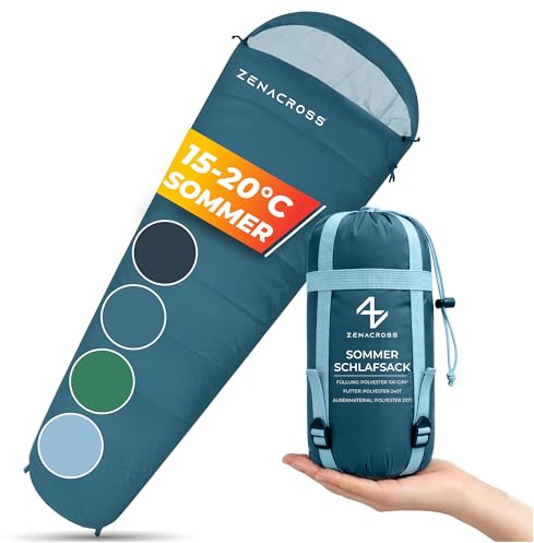 Zenacross Sacco a Pelo Estivo - Sacco a Pelo Compatto & Ultra Leggero (900g) per Campeggio, Attività all'aperto e Festival - Blu navy