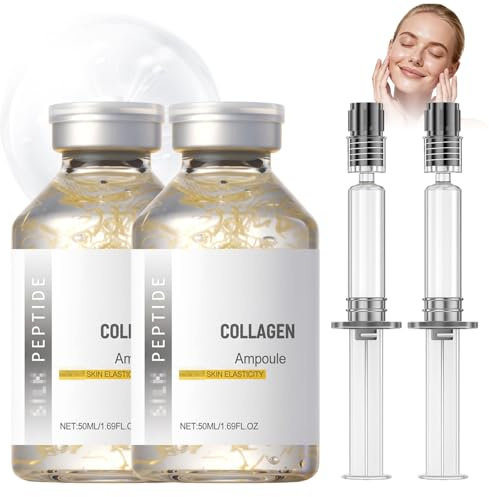 2Pcs Silk Peptide Intensive Lifting Ampoule, Deep Collagen Serum, Korean Anti-Aging Facial Essence with Collagen, Intensive Smoothing & Hydrating, Gentle Formula
