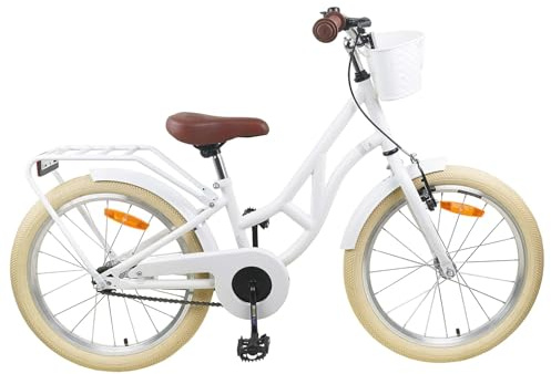 vidaXL Kinderfahrrad 24 Zoll für 8-12 Jahre alt Weiß, Klassisches Fahrrad, verstellbare Lenkstange, Kinderbike, Mädchen, Stadtradeln, Familientour