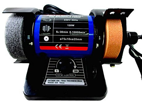 Smerigliatrice mini mola da banco 120W doppio disco 75 mm trapano 9900 RPM. MEDIA WAVE store