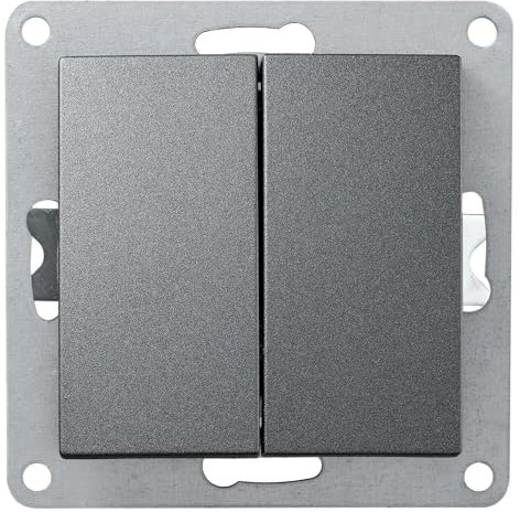 McPower Wechselschalter | Flair | 2-fach Lichtschalter Unterputz, 250V~/10A, UP, anthrazit dunkelgrau matt