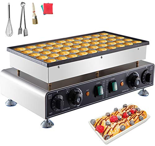 VEVOR Máquina para hacer panqueques de gofres 50 piezas para hacer panqueques de 1600 W Poffertje Mini máquina eléctrica de panqueques holandeses de 1.8 pulgadas