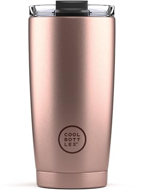 Cool Bottles - Vaso Térmico de Acero Inoxidable 550 ml - Metallic Rose - Tapa a prueba de Fugas - Vaso para Café - Bebidas Frías 10 horas y Calientes 5 horas - Libre de BPA
