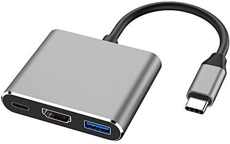 Eono Adattatore USB C a HDMI 4K, 3 in 1 Tipo C Adattatore a HDMI Converter con Porta di Ricarica USB C e Porta USB 3.0 Compatibile con MacBook Pro, iMac, iPad Pro (Grigio)
