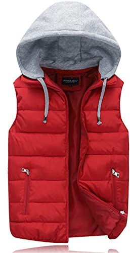 Ommda Gilet Smanicato Uomo con Cappuccio rosso XL