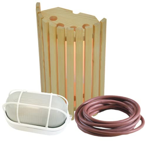 Well Solutions Saunalampenset 914 | Sauna Lampenschirm 914, Saunalampe, 3 m hitzebeständiges Silikonkabel