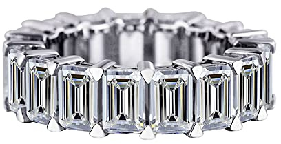 Michooyel Bague d'éternité en argent sterling 6 carats 3 x 5 mm avec diamants et zircone cubique pour femmes et filles
