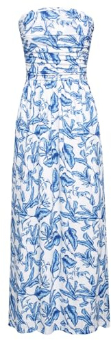 GRACE KARIN Women's 2024 Summer Bohemian Floral Printed Strapless Beach Party Long Maxi Dress