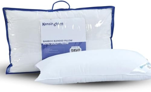KENSINGTONS LUXURY BEDDING Egyptian Cotton Cover Bamboo Blended Pillow Set of 2 - Home & Hotel Quality Pillows for Head & Neck Support - Comfortable & Breathable Luxury Pillows Pack of 2