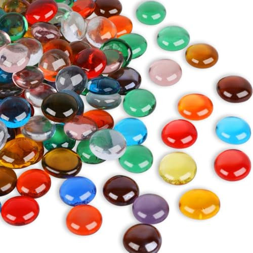 200Stück Muggelsteine Glasnuggets Muggelsteine Bunt Kinder Glassteine Glassteine Bunt Glasnuggets Bunt Dekosteine, Muggelsteine Bunt ca. 15-20mm Buntmix Mosaiksteine zum Basteln Deko, Spielsteine 880g