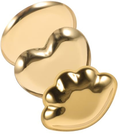 WATIIFUFU 3stücke Teiliges Schmuckablage Multifunktionale Schmuck Und Kosmetikablage Für Schreibtisch Dekorative Aufbewahrung Für Ohrringe Goldene Runde Herz Und Muschelförmige Designs