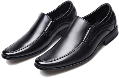 Mocasines para Hombre Sin Cordones Comodos Casual Zapatos Traje Zapatos Boda Zapatos De Vestir Zapatos De Piel,Negro,42 EU