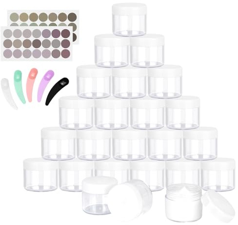 BELICOO 24 Stück Döschen 20ml Leer Cremedose Dosen Tiegel, Cremedöschen mit Schraubverschluss, für Lotion, Kosmetik, Shampoo (20ml, weiß)