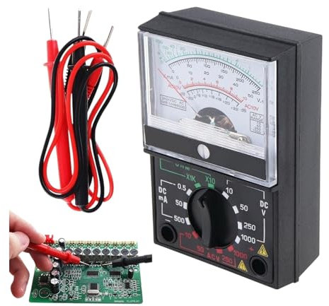 Multimetro Analogico Tester Elettricista Professionale ed Affidabile AC/DC 1000V, Voltmetro Amperometro Ohmmetro con Puntali, Tester Batterie Attrezzi Elettricista Multimetro Professionale (VHT02260)