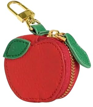 FSSTUD Apple Coin Purse Keychain Cute Fruit Bag Charm Mini Zipper Pouch Keychain PU Leather Wallet Charms Kawaii Backpack Key Chains Rings Fashion Keyring Accessories