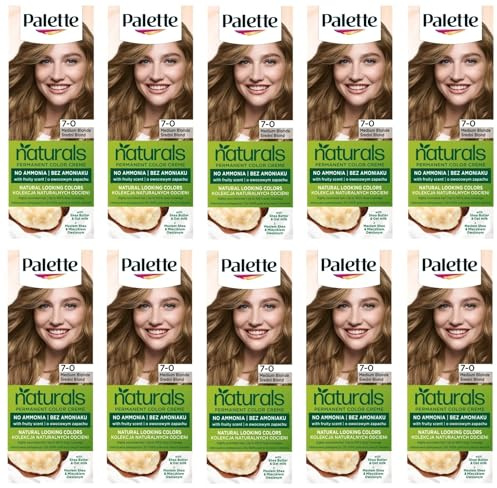 Confezione da 10 palette Permanent Naturals Color Cream 7 – 0 (400) Middle Blond Hair Color – Full Box – con istruzioni in inglese (lingua italiana non garantita)