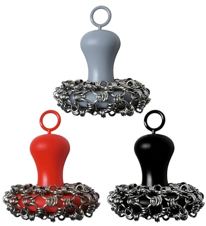 Scrubber per padella in ghisa - Scrubber in ghisa, detergente per padella | Pulitore per pentole, spazzola per la pulizia della cotta di maglia, raschietto per maglie di catena per griglia olandese