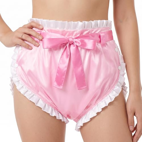 LittleForBig Silkeslen Vuxen Ribbon Veckad Omutsu Blöjöverdrag Tvättbart Justerbart Återanvändbart Vattentätt Vacker i Rosa Ribbon Bundet Satin Omutsu Blöjöverdrag S