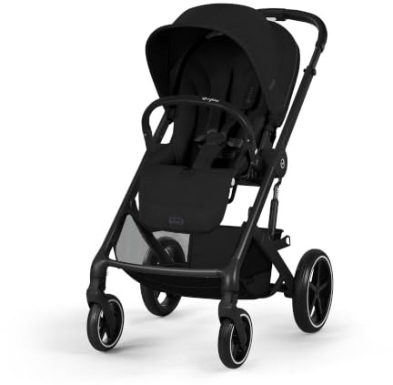 CYBEX Gold Barnvagn BALIOS S LUX, Moon Black | Från födseln upp till 4 år, max 22 kg, resesystem, ergonomisk liggposition, enhandsbältesystem, allterränghjul