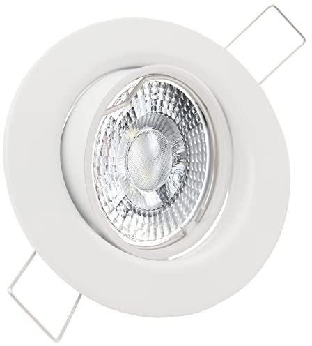 trendlights24 Decora LED Einbaustrahler 230V Weiß rund 5er Set - Spots 4W 405 lm 38-45° GU10 Neutralweiß - Decken Einbauleuchte schwenkbar