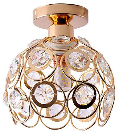 PETITES ECREVISSES Plafonnier Luminaire Moderne Industriel Cristal Suspension Lustre Abat-Jour en Métal Lampe de plafond E27 pour Salon Chambre Cuisine (Cuivré)