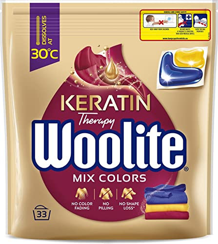Woolite Mezcla de colores con cápsulas de lavado de queratina para telas de colores, 33 piezas