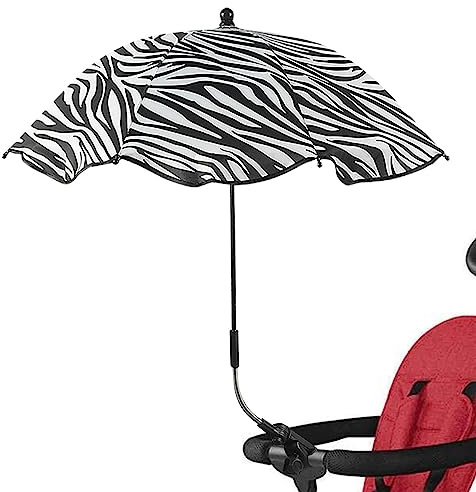 Pacienjo Sombrilla Carro Bebe con Abrazadera Ajustable, Paraguas Carro Bebe, Protección UV 360 Cochecito Sombrilla para Carrito, Playa, Ruedas, Viaje