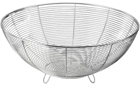 Confezione da 2 cestini da banco in acciaio inox per conservare frutta e pane freschi, robusti organizer da cucina