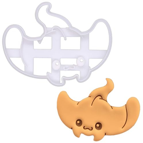 BAKERLOGY Cute Manta Ray Cookie Cutter (Top View) – Embossed Kawaii Stingray Biscuit Cutter for Ocean-Themed Bakes, Aquarium Parties, Baby Showers, and Marine Wildlife Cake Decorating