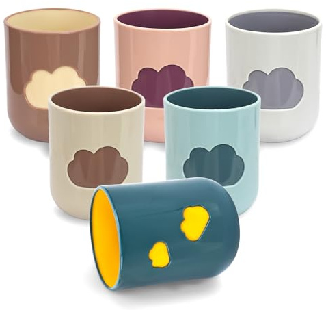 MAIJIAJU 6Pcs Bathroom Tumbler, Cloud Design 330ml Toothbrush Cup For Home