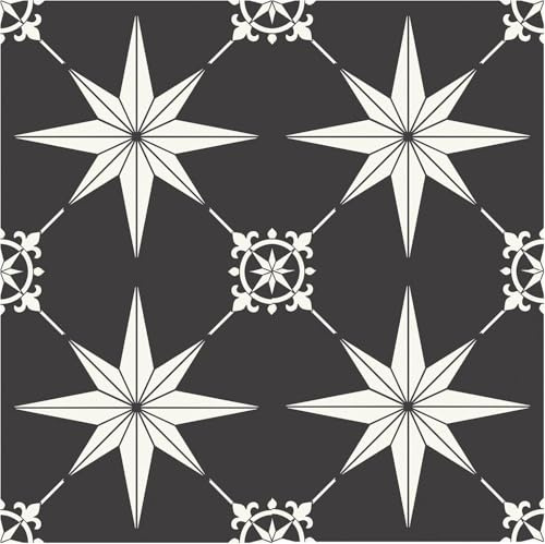 MORCART 20PCS Self Adhesive Floor Tile 20 x 20cm Peel and Stick Vinyl Flooring Waterproof DIY Flooring for Bathroom, Kitchen, Fireplace, Pet House, Stairs, Bedrooms, Wall Black White FT1174
