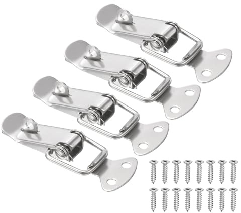 PATIKIL 4 Pcs Stainless Steel Spring Loaded Toggle Latch, 58mm/2.3 Tool Box Catch Hasp Clamp Lock with Mounting Hole and Screws for Cabinet Door Barn Wooden Case Chest