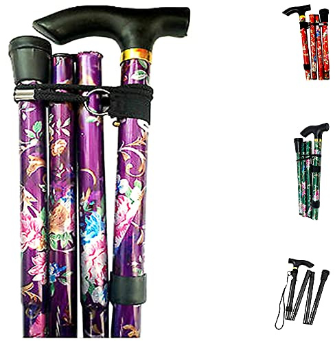 Plastific Walking Stick, Easy Adjustable Height Folding Extendable Walking Cane, Lightweight Flexible and Durable Walking Aid Mobility Aid Collapsible Walking Stick