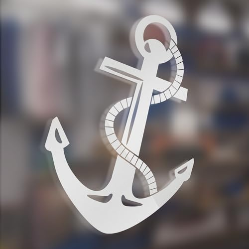 GRAZDesign Fenstertattoo Anker Maritim, Glastüren Aufkleber Badezimmer, Glastattoo Folie für Duschkabine 78x57cm
